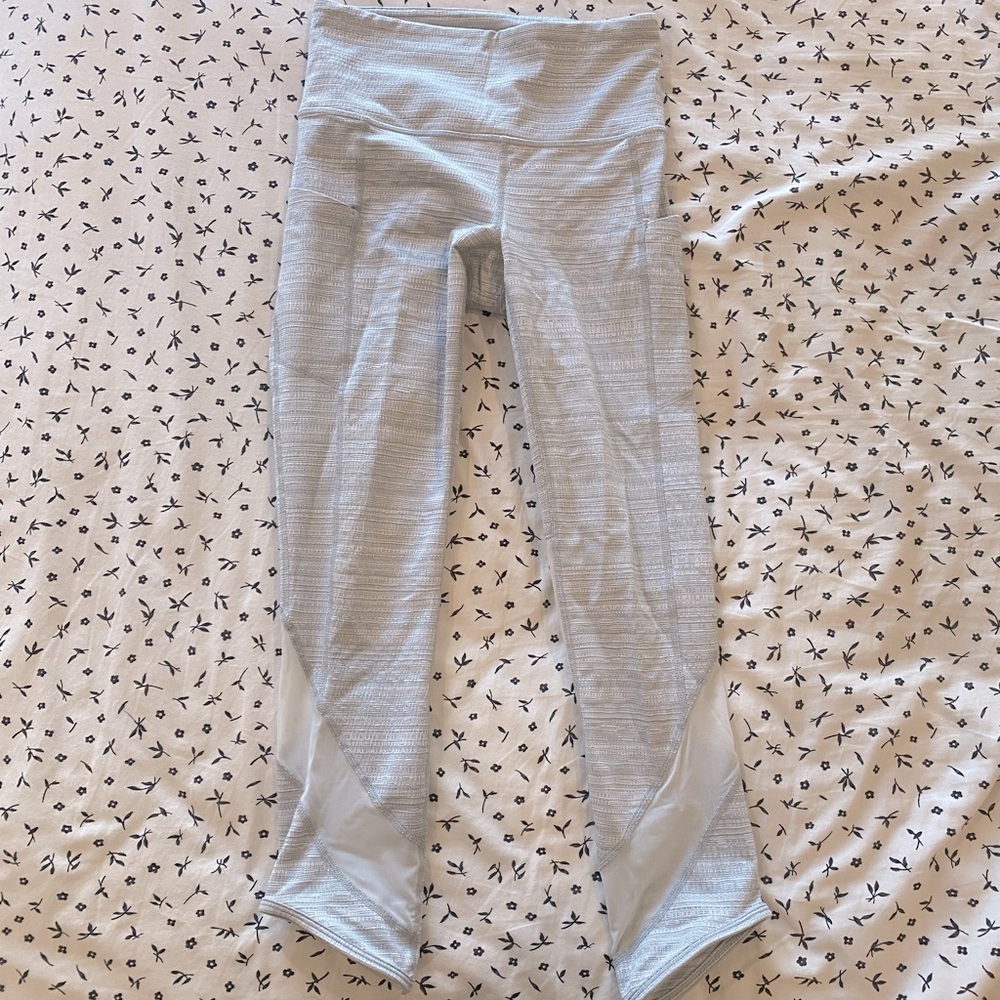 Athleta Space Dye Mesh Panel Crop Leggings/Tights, White XXS Gray